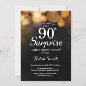 Gold Glitter Surprise 90e verjaardag Uitnodiging (Voorkant)