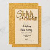 Gold Glitter SURPRISE Birthday Invitations (Voorkant / Achterkant)