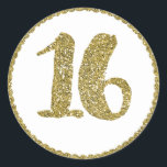 Gold Glitter Sweet 16 16th Birthday Party Ronde Sticker<br><div class="desc">Pas deze voor elke gebeurtenis aan. Overeenkomende objecten beschikbaar.</div>