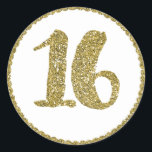 Gold Glitter Sweet 16 16th Birthday Party Ronde Sticker<br><div class="desc">Pas deze voor elke gebeurtenis aan. Overeenkomende objecten beschikbaar.</div>