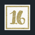 Gold Glitter Sweet 16 16th Birthday Party Servet<br><div class="desc">Overeenkomende objecten beschikbaar in dit collectie.</div>