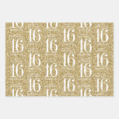 Gold Glitter Sweet 16 Aangepaste stripes Inpakpapier Vel (Voorkant)