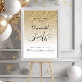 Gold Glitter Sweet 16 persoonlijk welkom Poster
