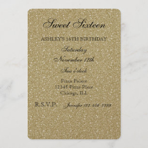 Gold Glitter Sweet Sixteen Kaart