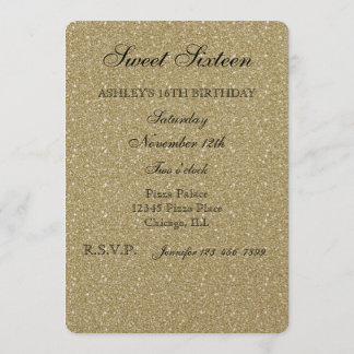 Gold Glitter Sweet Sixteen Kaart