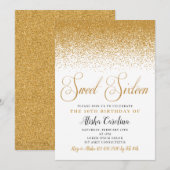 Gold Glitter Sweet Sixteen - uitnodiging op zaterd (Voorkant / Achterkant)