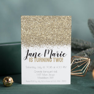 Gold Glitter Sweet Sixteen - uitnodiging op zaterd