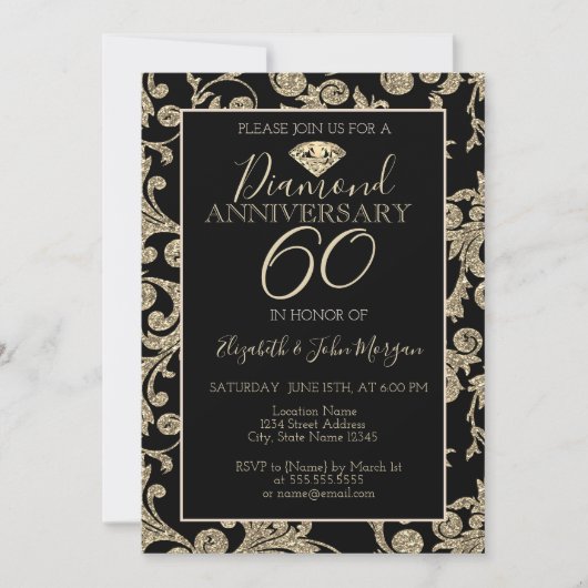 Gold Glitter Swirls Diamond Weddenschap Jubileum Kaart (Voorkant)