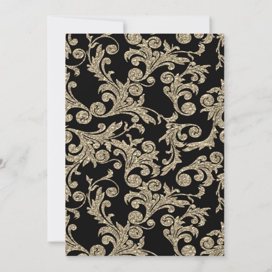 Gold Glitter Swirls Diamond Weddenschap Jubileum Kaart (Achterkant)