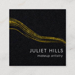 Gold Glitter Swish and Black Square Visitekaartje