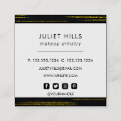 Gold Glitter Swish and Black Square Visitekaartje (Achterkant)