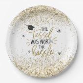Gold Glitter Tassel Worth of the Hassle Afstuderen Papieren Bordje (Voorkant)