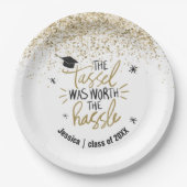 Gold Glitter Tassel Worth of the Hassle Afstuderen Papieren Bordje (Voorkant)