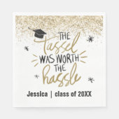 Gold Glitter Tassel Worth of the Hassle Afstuderen Servet (Voorkant)