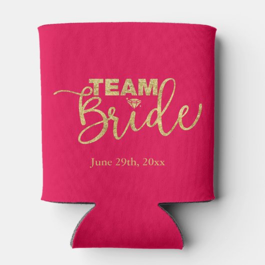 Gold Glitter Team Bride Bachelorette Favors Blikjeskoeler (Achterkant)