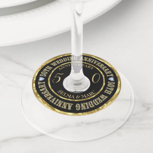 Gold Glitter Tekst Wijnglaslabel