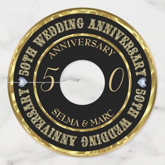 Gold Glitter Tekst Wijnglaslabel (Achterkant)