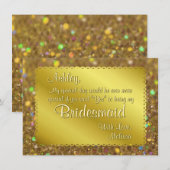 Gold Glitter Ticket zal je mijn Bridesmaid zijn Kaart (Voorkant / Achterkant)