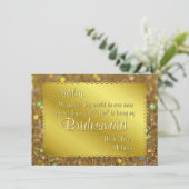 Gold Glitter Ticket zal je mijn Bridesmaid zijn Kaart (Staand voorkant)