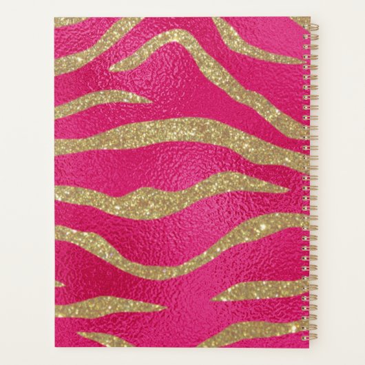 Gold Glitter Tiger Stripes en Initialen op Hot Pin Planner (Achterkant)