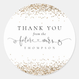 Gold Glitter Toekomst Mrs Vrijgezellenfeest Dank u Ronde Sticker
