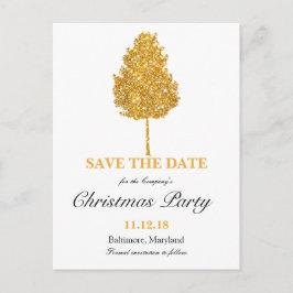 Gold Glitter Tree Christmas Party Bewaar de datum Aankondigingskaart