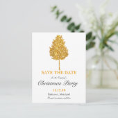 Gold Glitter Tree Christmas Party Bewaar de datum Aankondigingskaart (Staand voorkant)