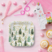 Gold Glitter Trees Bord kerstpapier (Feest)