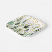 Gold Glitter Trees Bord kerstpapier (Gebogen)
