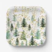 Gold Glitter Trees Bord kerstpapier (Voorkant)