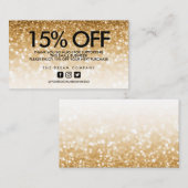 Gold Glitter Trendy Korting Hartelijk dank Visitekaartje (Voorkant / Achterkant)