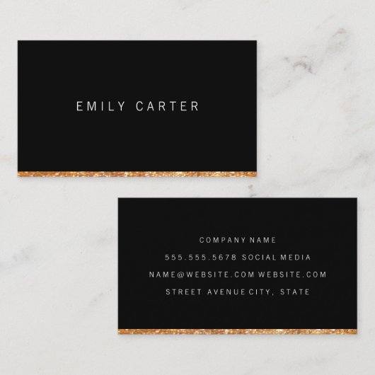 Gold Glitter Trim Visitekaartje (Voorkant / Achterkant)