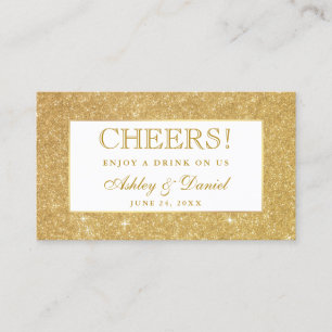 Gold Glitter Trouwreceptie Drink Ticket Kaart W