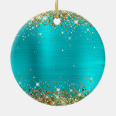 Gold Glitter Turquoise Blue Folie Sweet 16 Keramisch Ornament (Achterkant)