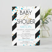 Gold Glitter Turquoise Sprinkles Baby shower Kaart (Staand voorkant)