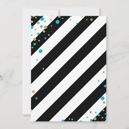 Gold Glitter Turquoise Sprinkles Baby shower Kaart (Achterkant)