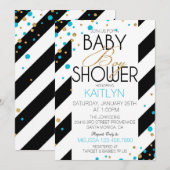 Gold Glitter Turquoise Sprinkles Baby shower Kaart (Voorkant / Achterkant)