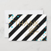 Gold Glitter Turquoise Sprinkles Stripe Hartelijk  Bedankkaart (Voorkant)