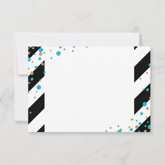 Gold Glitter Turquoise Sprinkles Stripe Hartelijk  Bedankkaart (Achterkant)