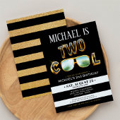 Gold Glitter Twee coole verjaardagsuitnodiging voo Kaart