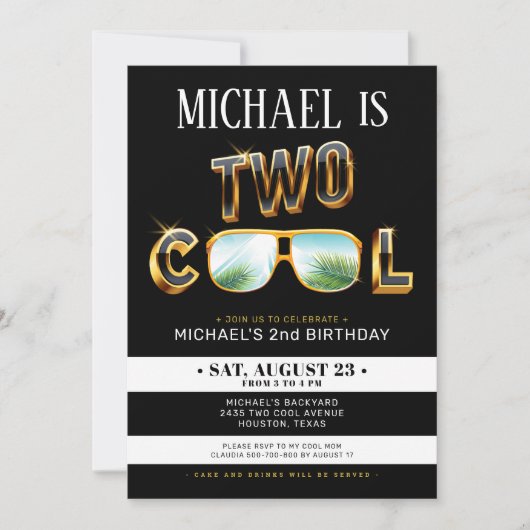 Gold Glitter Twee coole verjaardagsuitnodiging voo Kaart (Voorkant)