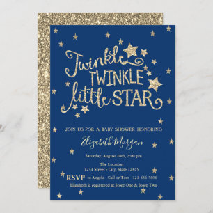 Gold Glitter Twinkle Little Star-Baby shower Kaart