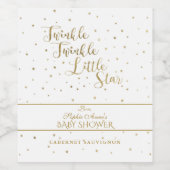 Gold Glitter Twinkle Twinkle Girl Baby shower Wijn Etiket (Enkel label)
