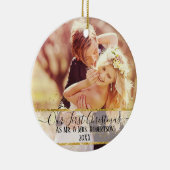 Gold Glitter Twinkly Our First Kerstman Mr. n Mrs. Keramisch Ornament (Rechts)