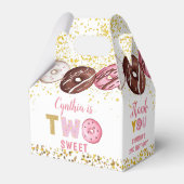 Gold Glitter Two Sweet Donut 2de verjaardag Bedankdoosjes (Achterkant)