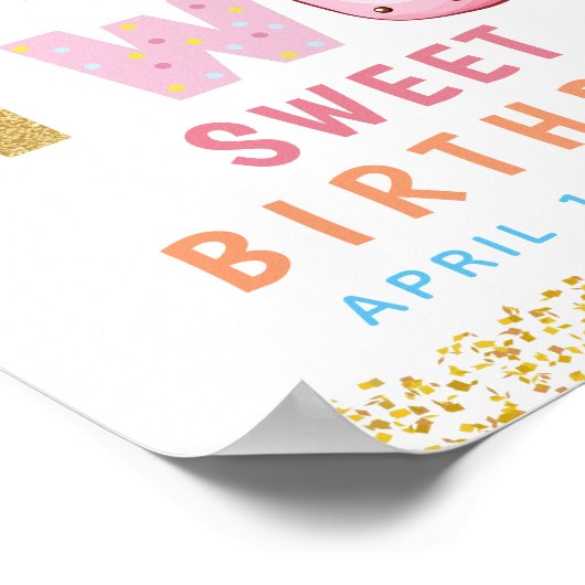 Gold Glitter Two Sweet Donut 2de verjaardag Welkom Poster (Hoek)