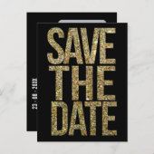 Gold Glitter Typografie Save the Date Briefkaart (Voorkant / Achterkant)