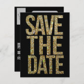 Gold Glitter Typografie Save the Date Briefkaart (Voorkant / Achterkant)