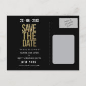 Gold Glitter Typografie Save the Date Briefkaart (Achterkant)