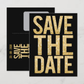 Gold Glitter Typografie Save the Date Briefkaart (Voorkant / Achterkant)
